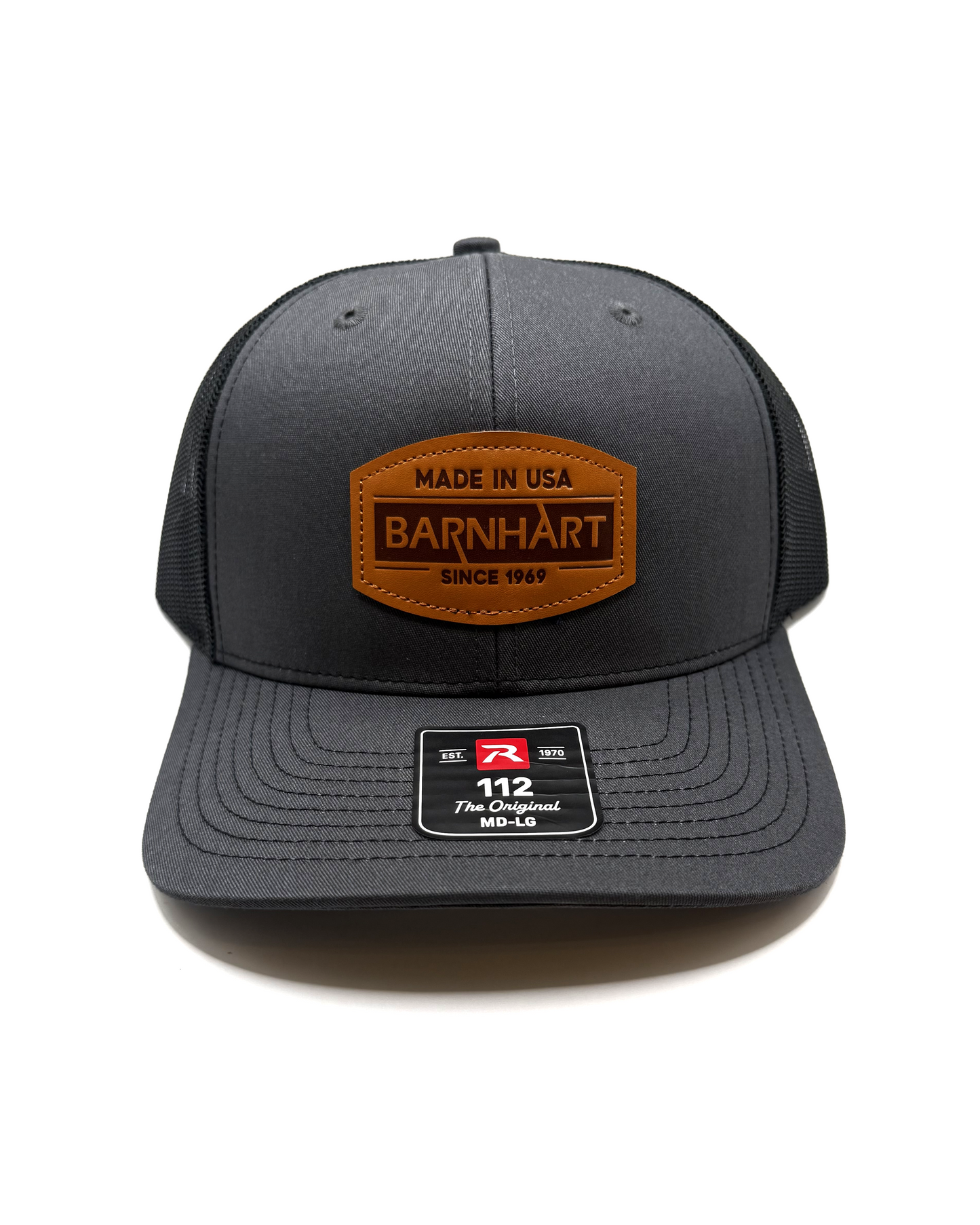 Richardson 112 - Charcoal Leather Patch Cap